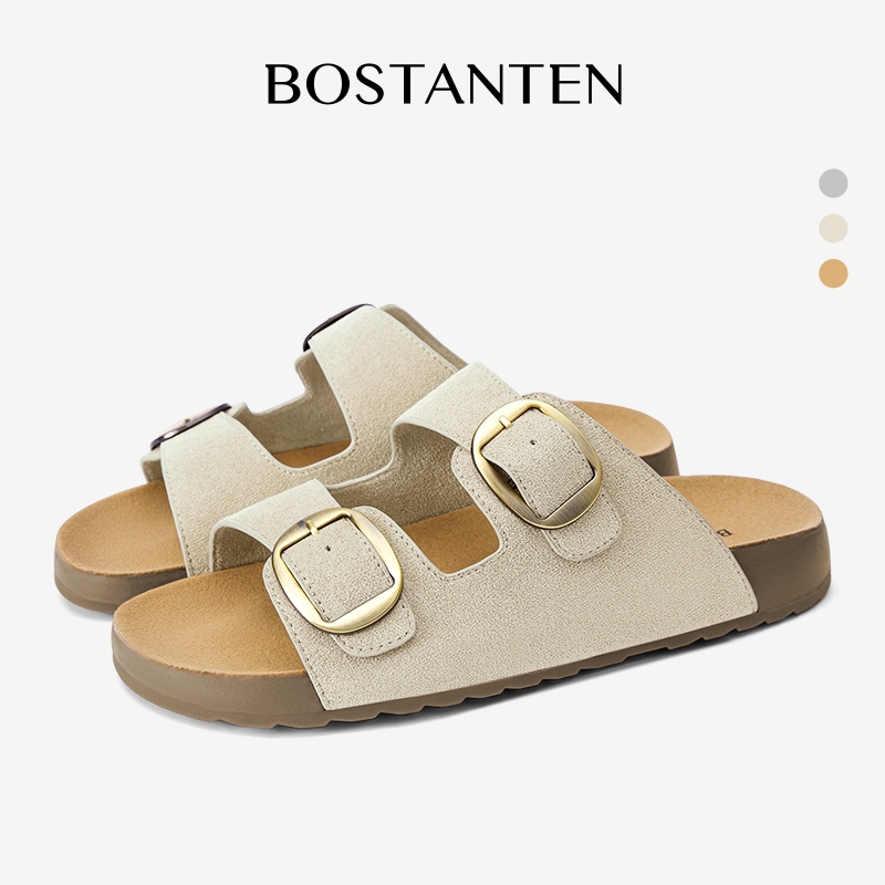[Toast Shoes] BOSTANTEN Sandal Wanita Setengah Terbuka Sol Karet Anti Slip Serbaguna Buckle Slide Se