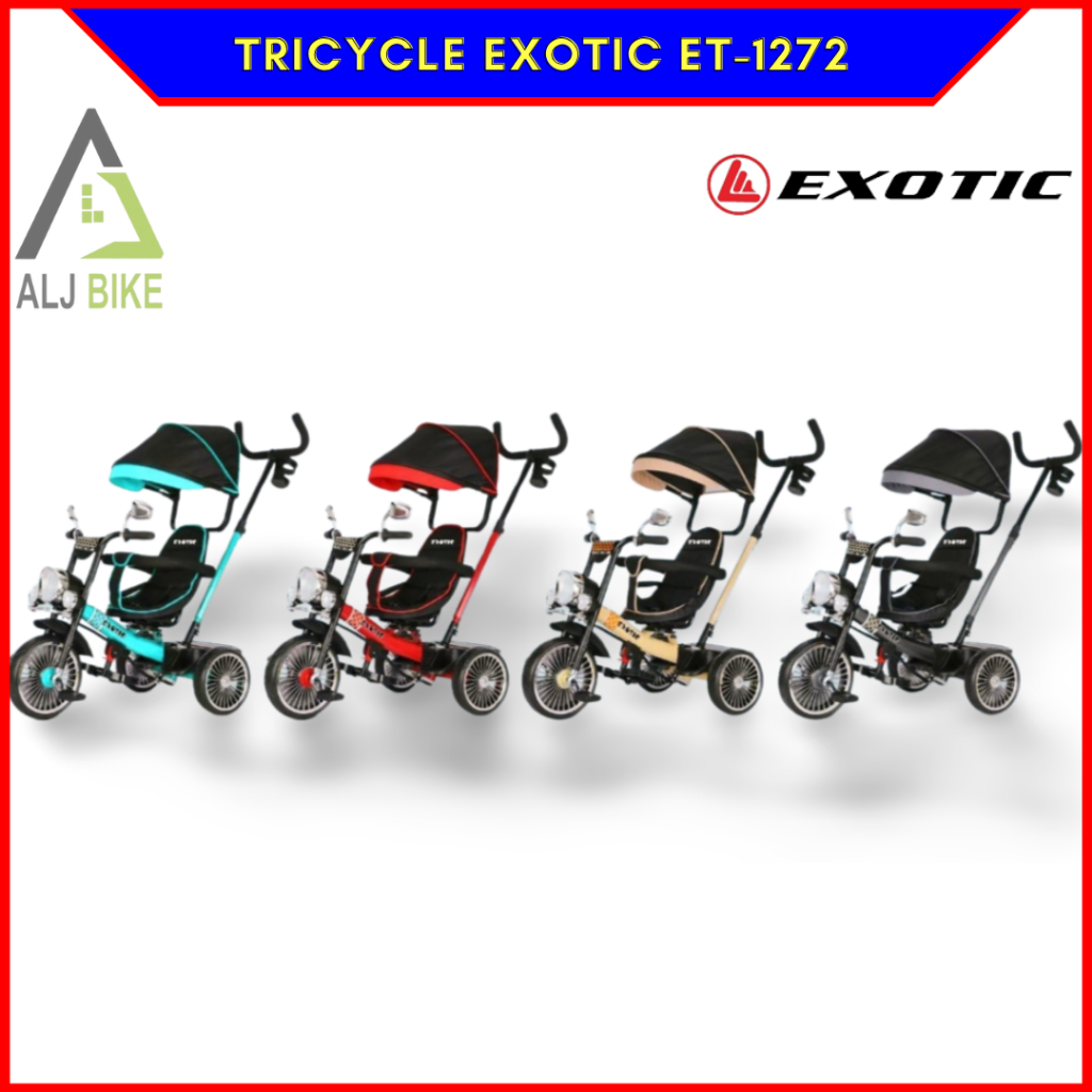 Sepeda Roda Tiga Anak Model Motor Premium – Tricycle Dorong Kanopi, Lampu, Musik