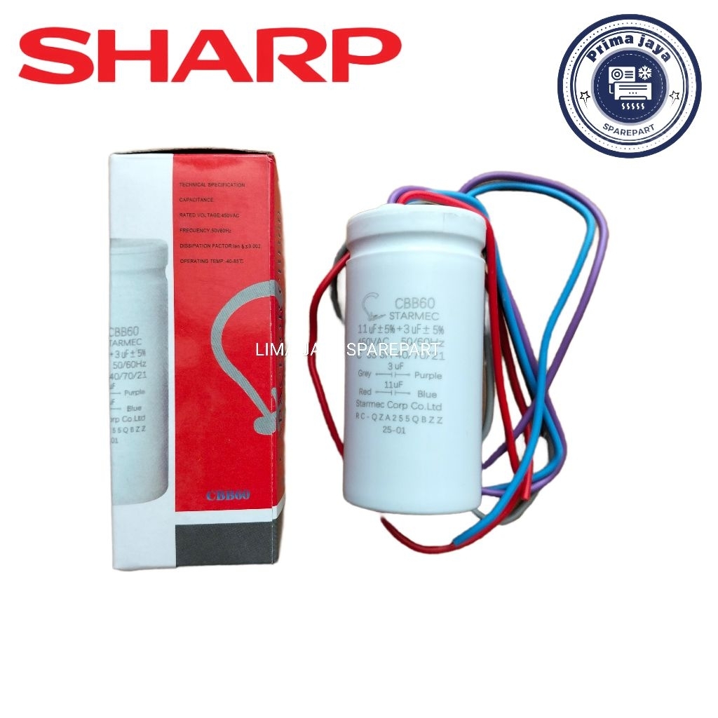 Kapasitor Mesin cuci Sharp 11+3 uf Kapasitor Mesin cuci 11+3 uf Starmec