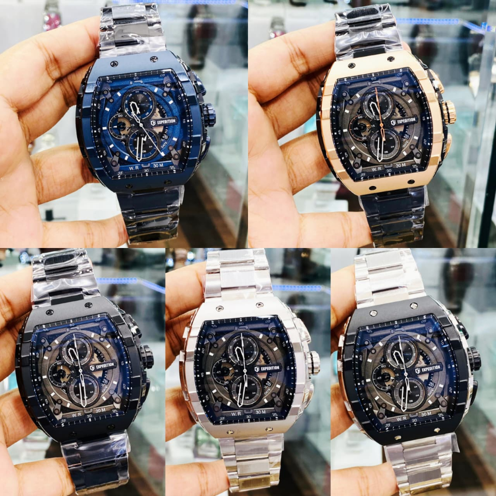JAM TANGAN PRIA EXPEDITION E 6782 E6782 EXP6782 BLACK STAINLESS ORIGINAL