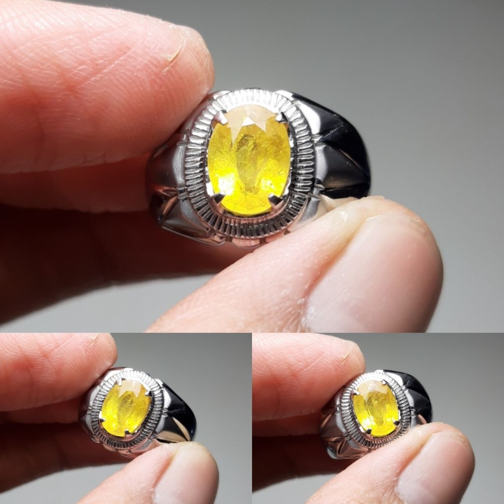 Natural Yellow Sapphire Batu Yakut Kuning Warna Cerah Ruby Zamrud Jamrud Sapphire Batu Akik Batu Per