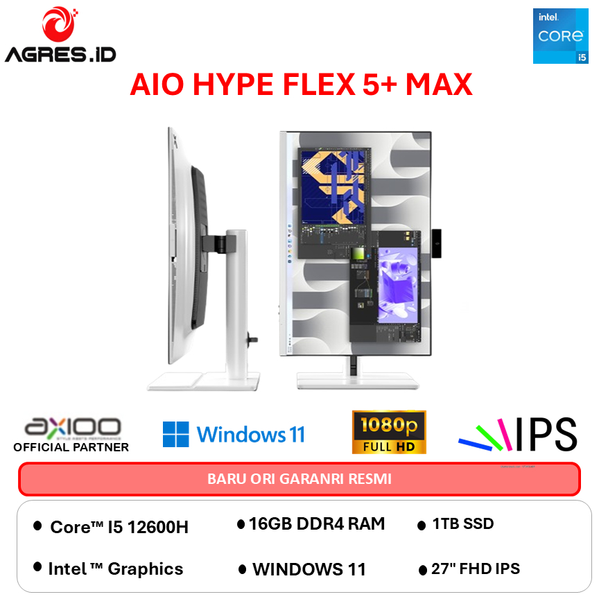 AXIOO AIO HYPE FLEX 5+ MAX I5 12600H 16GB 512GB W11 27.0FHD IPS WHT