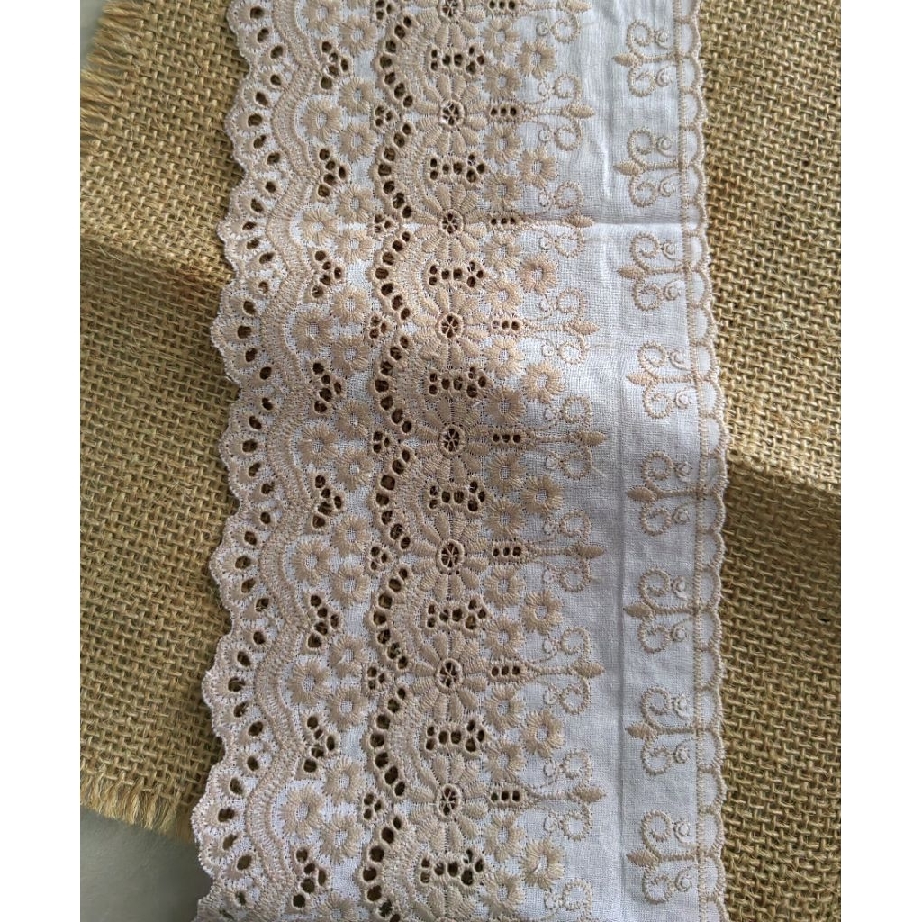 renda bordir katun sembur lebar 12 cm (harga per 50 cm)
