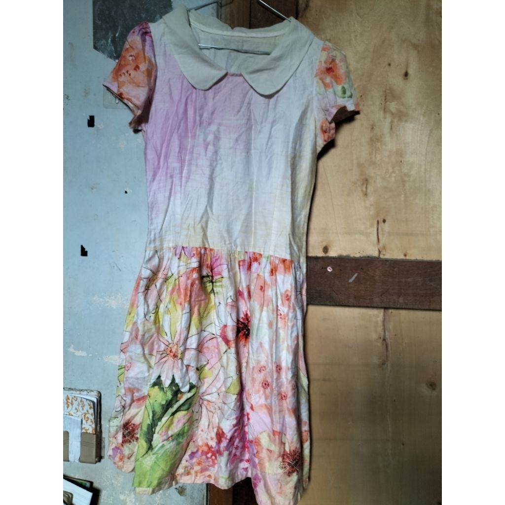 dress bunga flower floral vintage mewah premium elegant korea top atasan blouse rok skirt flare sail