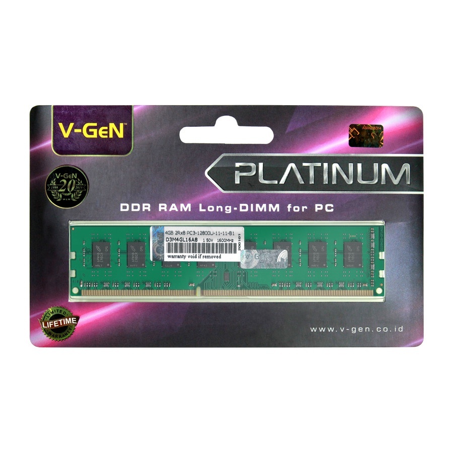 Ram Memory Vgen longdimm DDR3 4GB PC12800