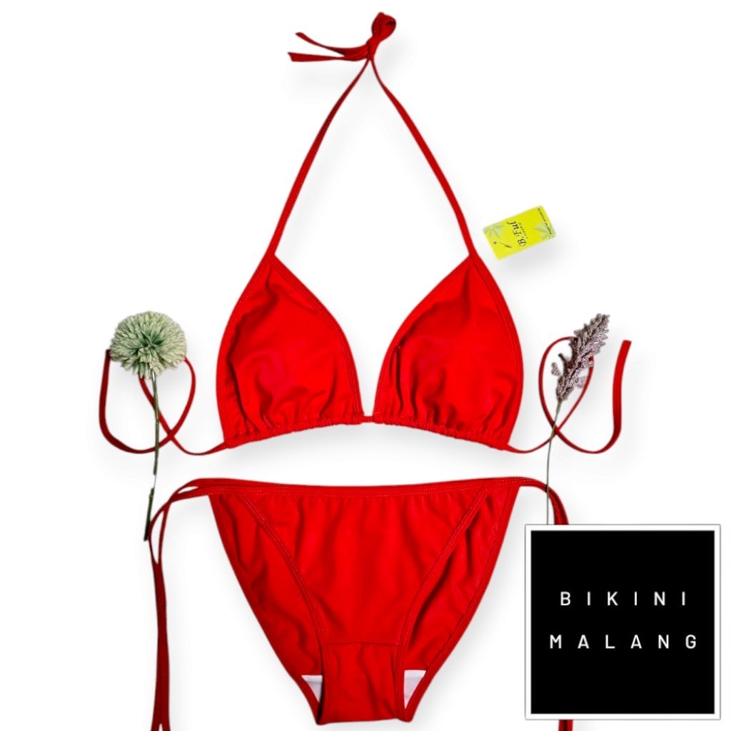 BIKINI BF006 TALI SAMPING WARNA MERAH SEKSI