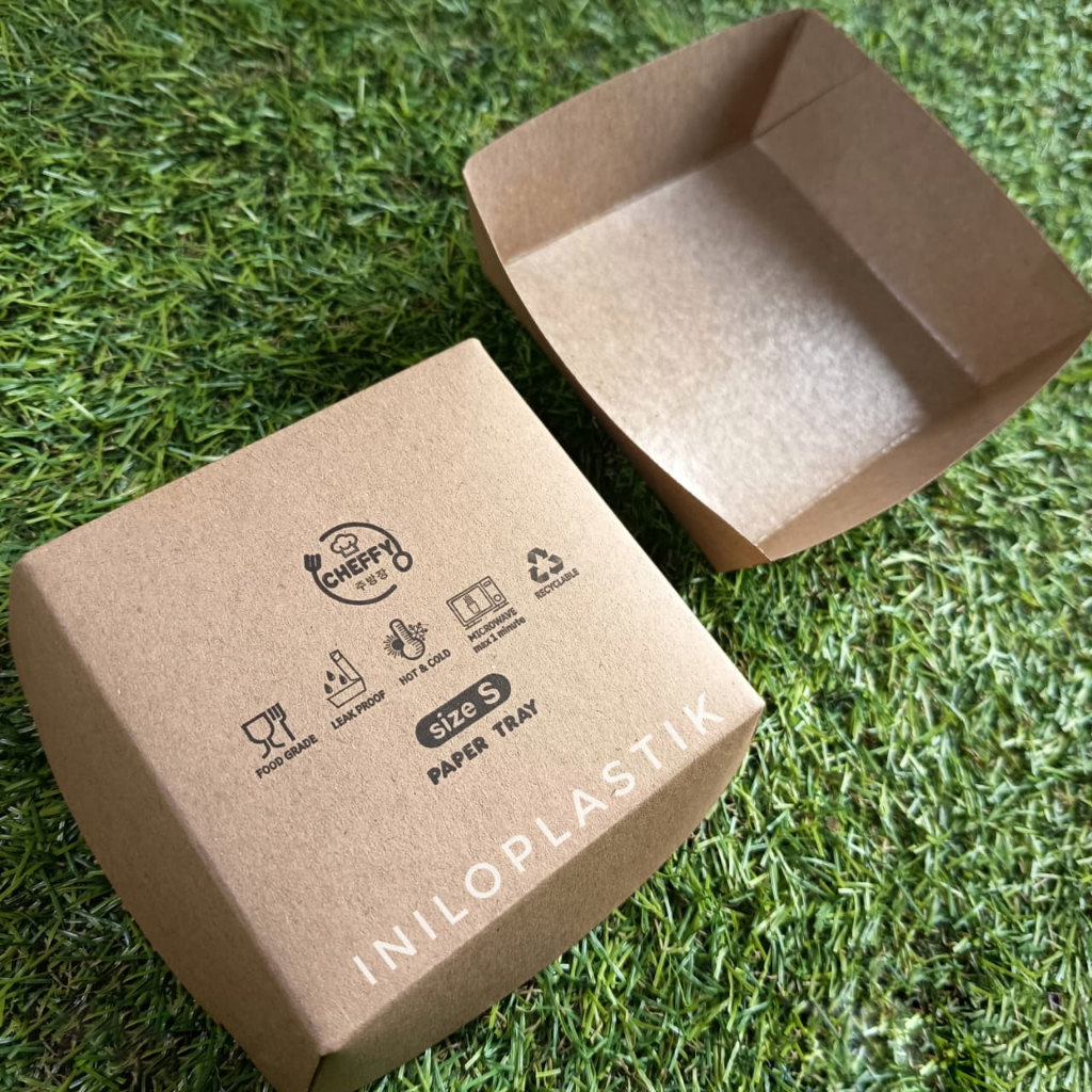 Food Tray Paper Laminasi SIze S / Kraft Paper Tray / Nampan Kertas / Food tray Small