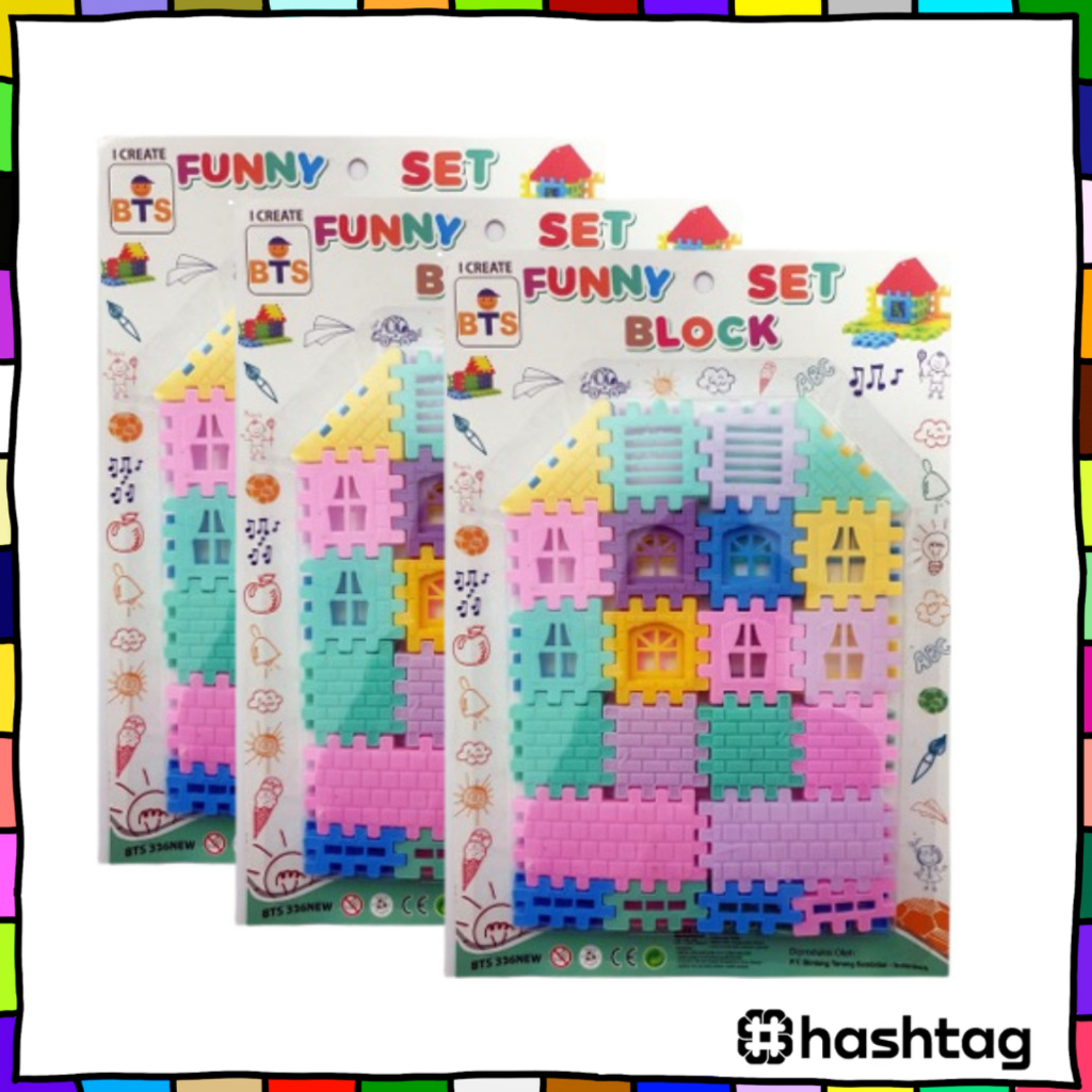 Hastag_iD  MAINAN ANAK Funny Block Set (336 New) /Rumah block Lego Balok Y3985