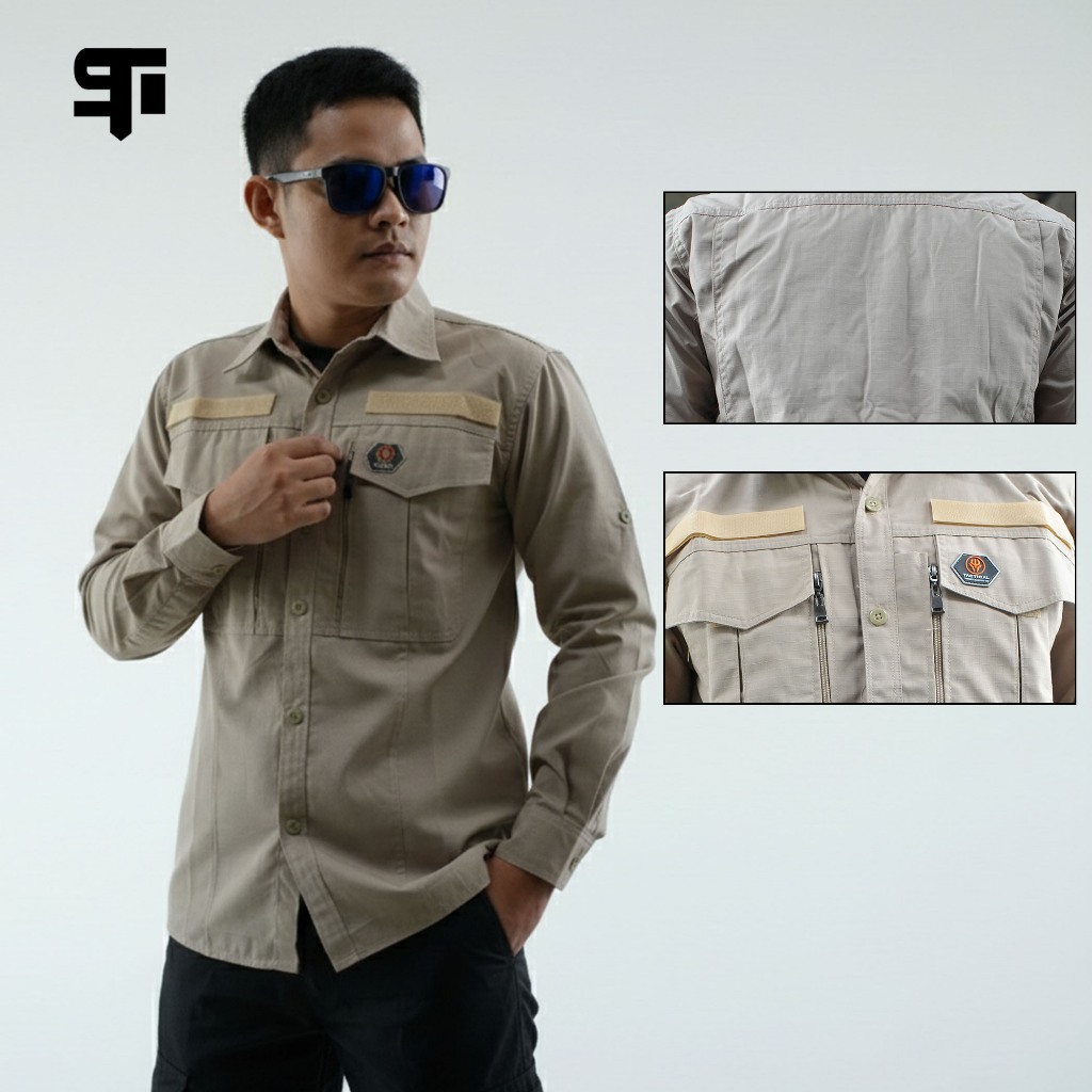 Kemeja W TAC seragam tactical baju pdh putih kerja lapangan safety security outdoor