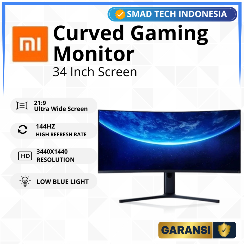 Layar Curved Gaming Monitor 34 Inch Ultrawide 1440p 144Hz PC Gaming