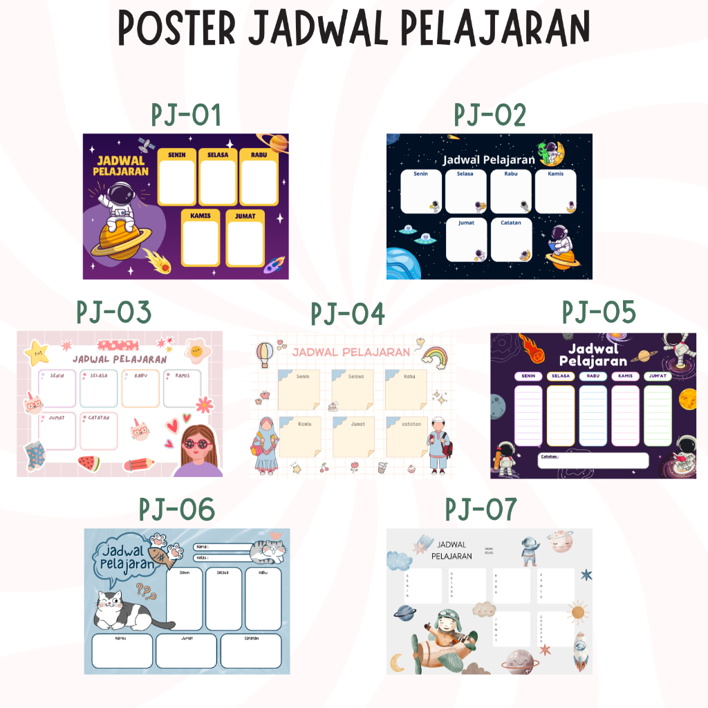 poster jadwal pelajaran aesthetic-jadwal pelajaran