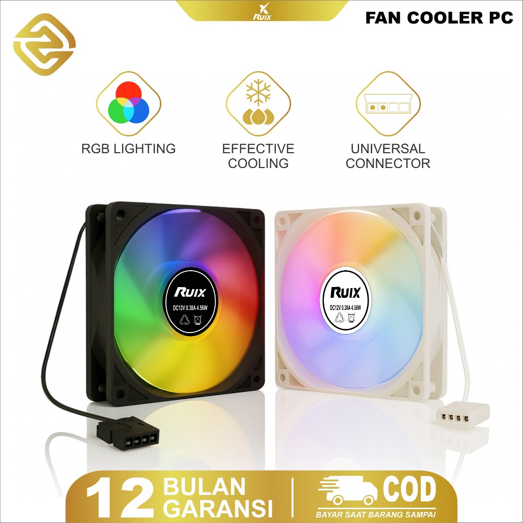 Zph RUIX RGB Fan 120mm – High Speed Cooling, Kipas Casing PC LED, Radiator & CPU Cooler