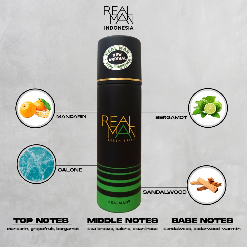 ( Live ) Realman Body Spray 150ml Body Spray Pria Tahan Lama