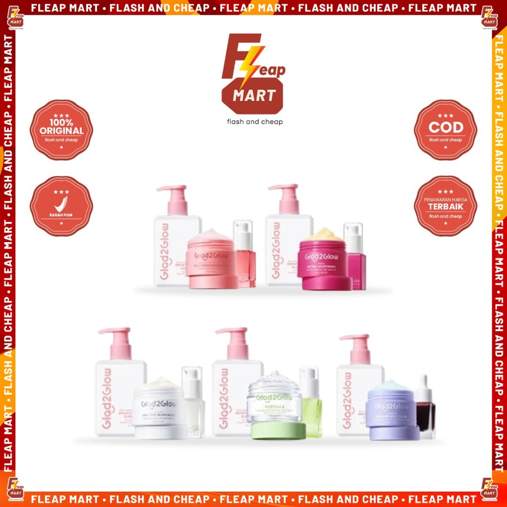 GLAD2GLOW Bundle Paket Skincare Isi 3Pcs - Paket Perawatan Wajah G2G