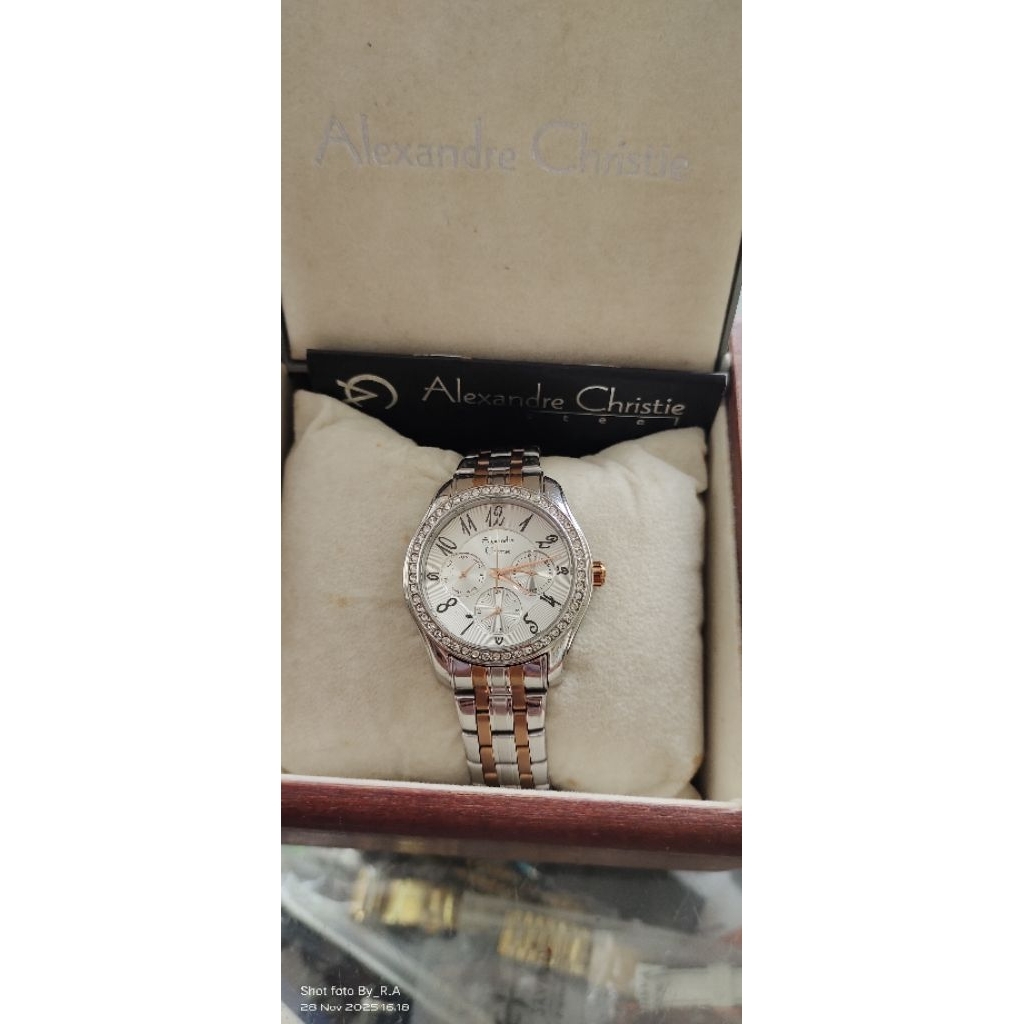 Jam Alexandre Christie Cwek Second AC 2497 BF Rantai Full Silver List Gold