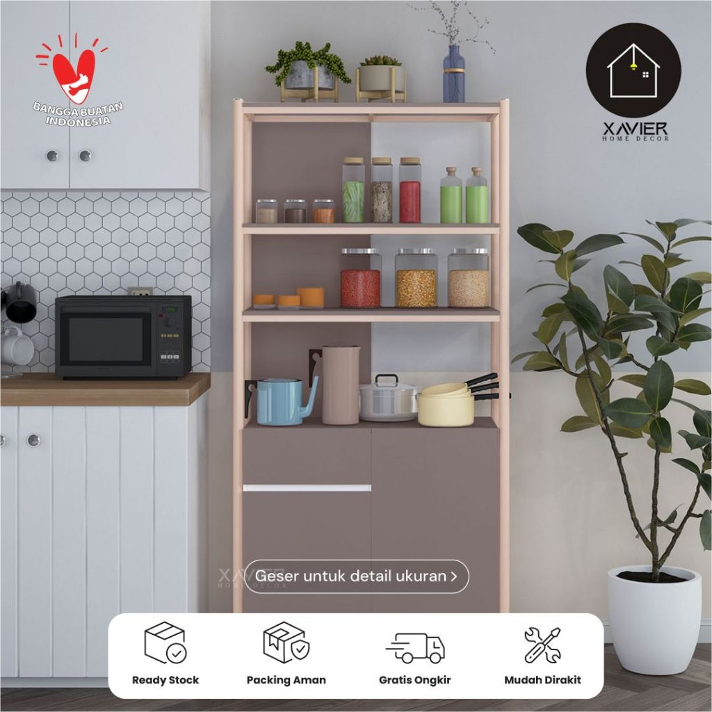 Rak Susun Multifungsi RAIDEN - Rak Susun Serbaguna + Laci - Rak Dapur Minimalis - Xavier Home Decor