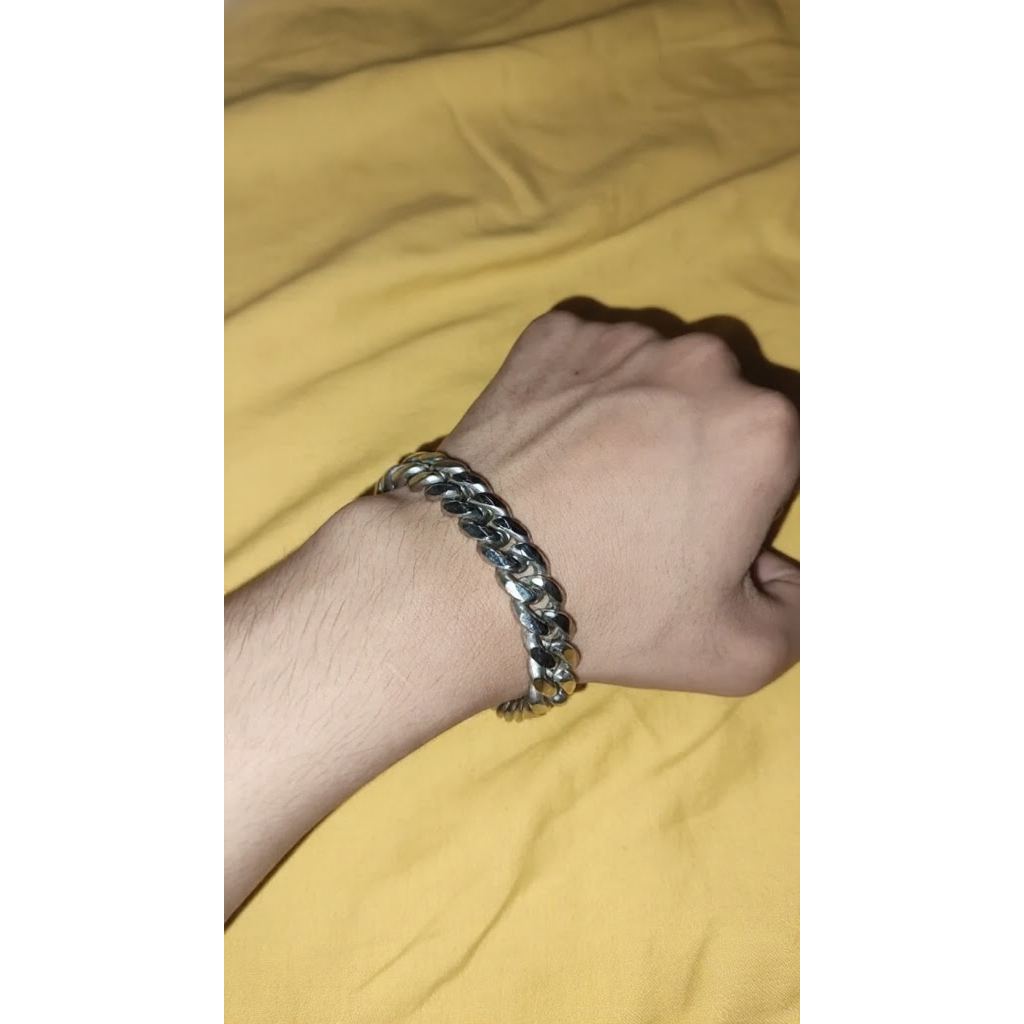 Gelang Rantai Anti Karat Besar Jumbo Baja Putih Original