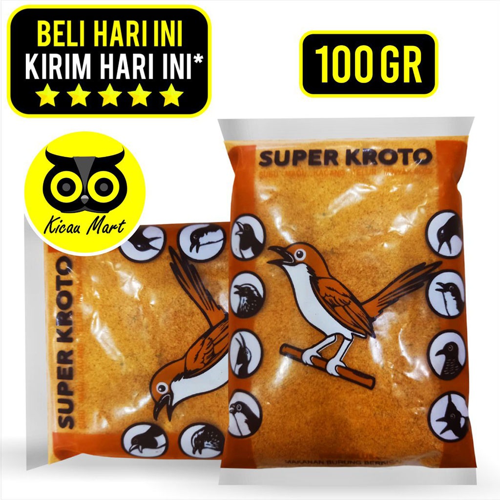 KICAU MART Super Kroto Voer Halus 100gr Anti Stress Pur Pakan Makanan Burung Ciblek Pleci Prenjak Tl