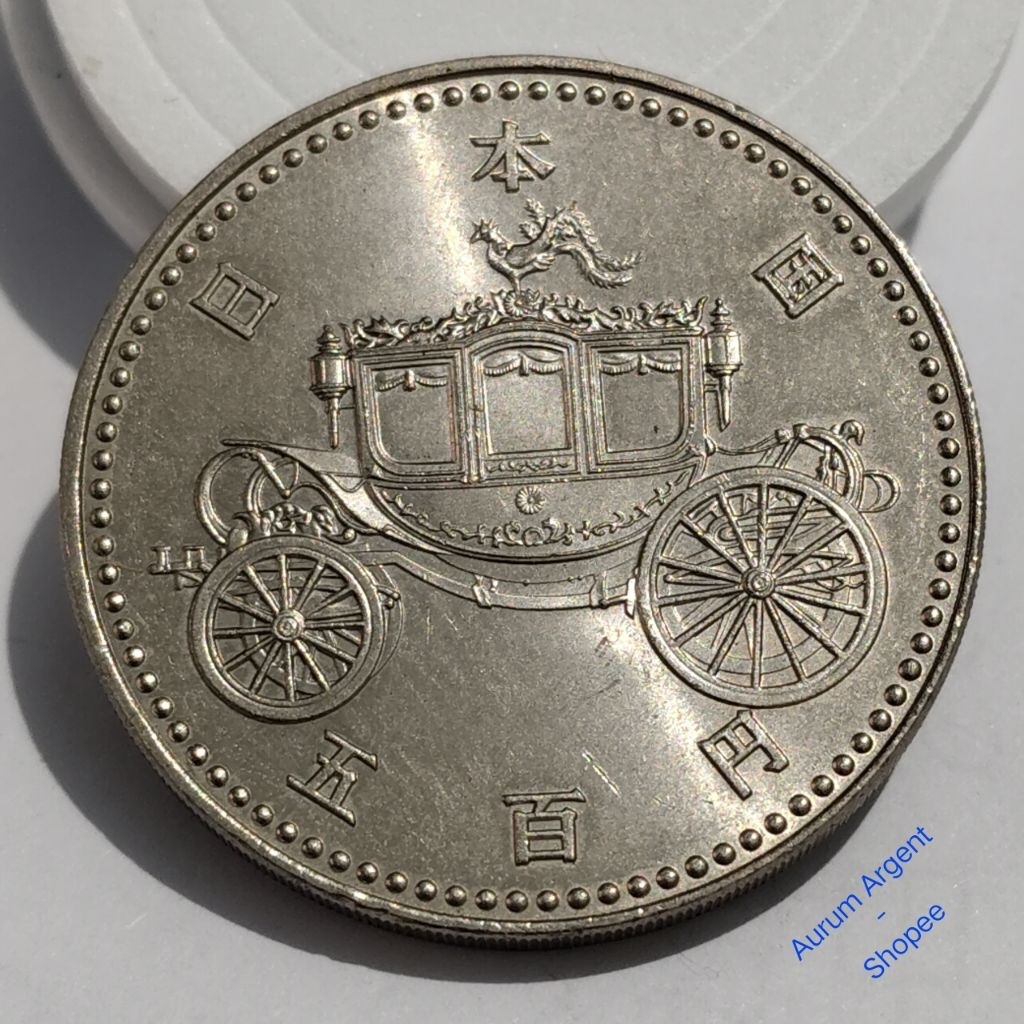 TC.9-- 1 PC KOIN TEMBAGA-NIKEL ASLI 500 YEN HEISEI TH 1990 . -- COPPER-NICKEL COIN --