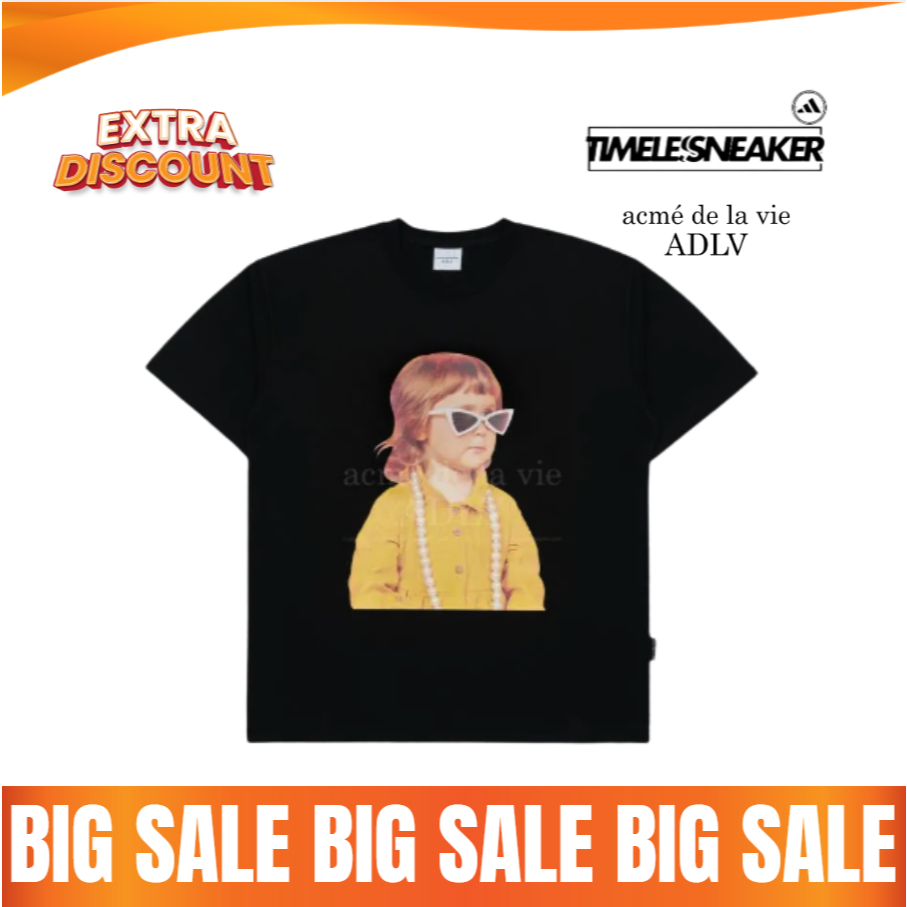 ADLV BABY FACE YELLOW SHIRT SHORT SLEEVE T-SHIRT BLACK 100% ORIGINAL