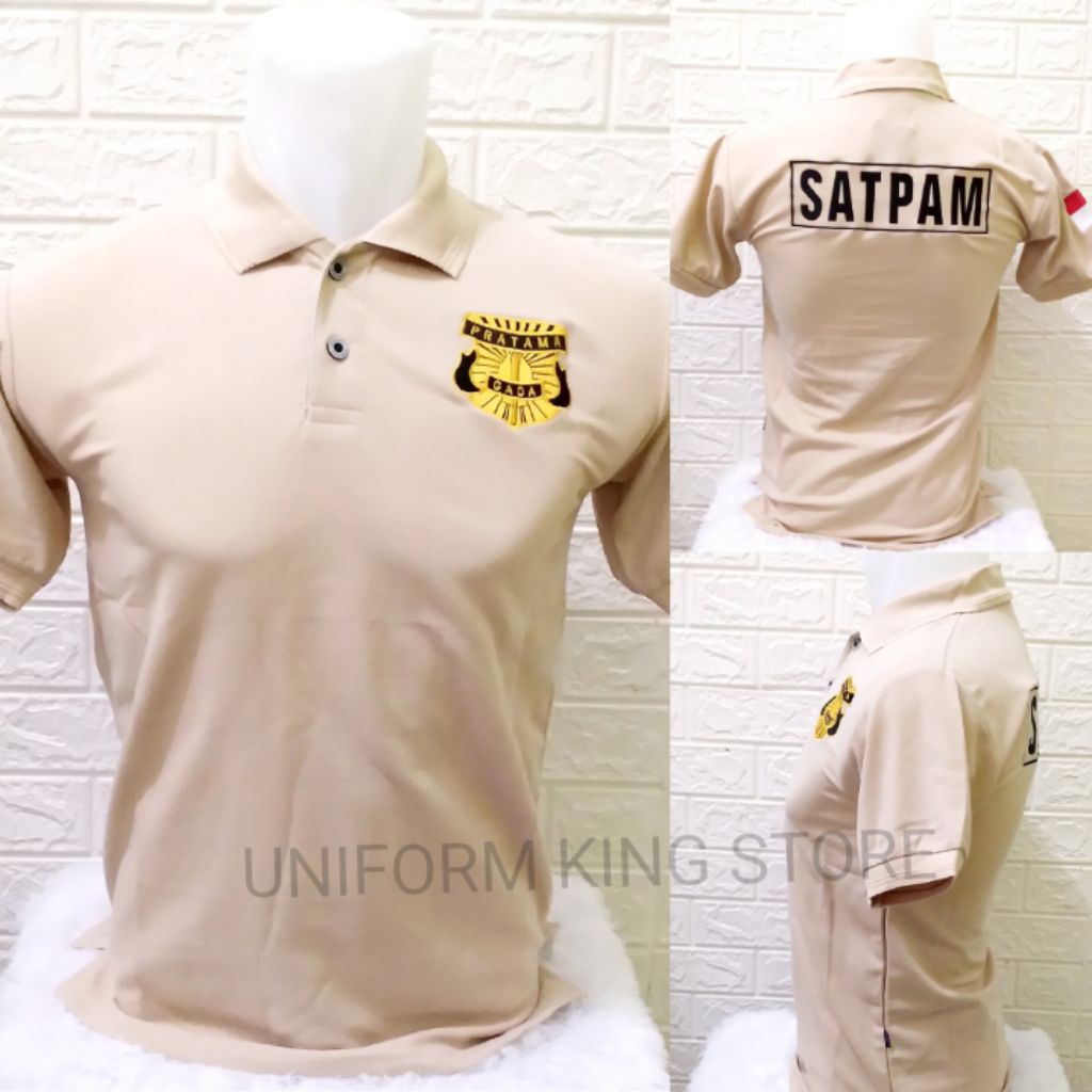 KAOS. GADA PRATAMA SATPAM KREM FULL BORDIR - KAOS KERAH GADA PRATAMA SATPAM LENGAN PENDEK KREM BORDI