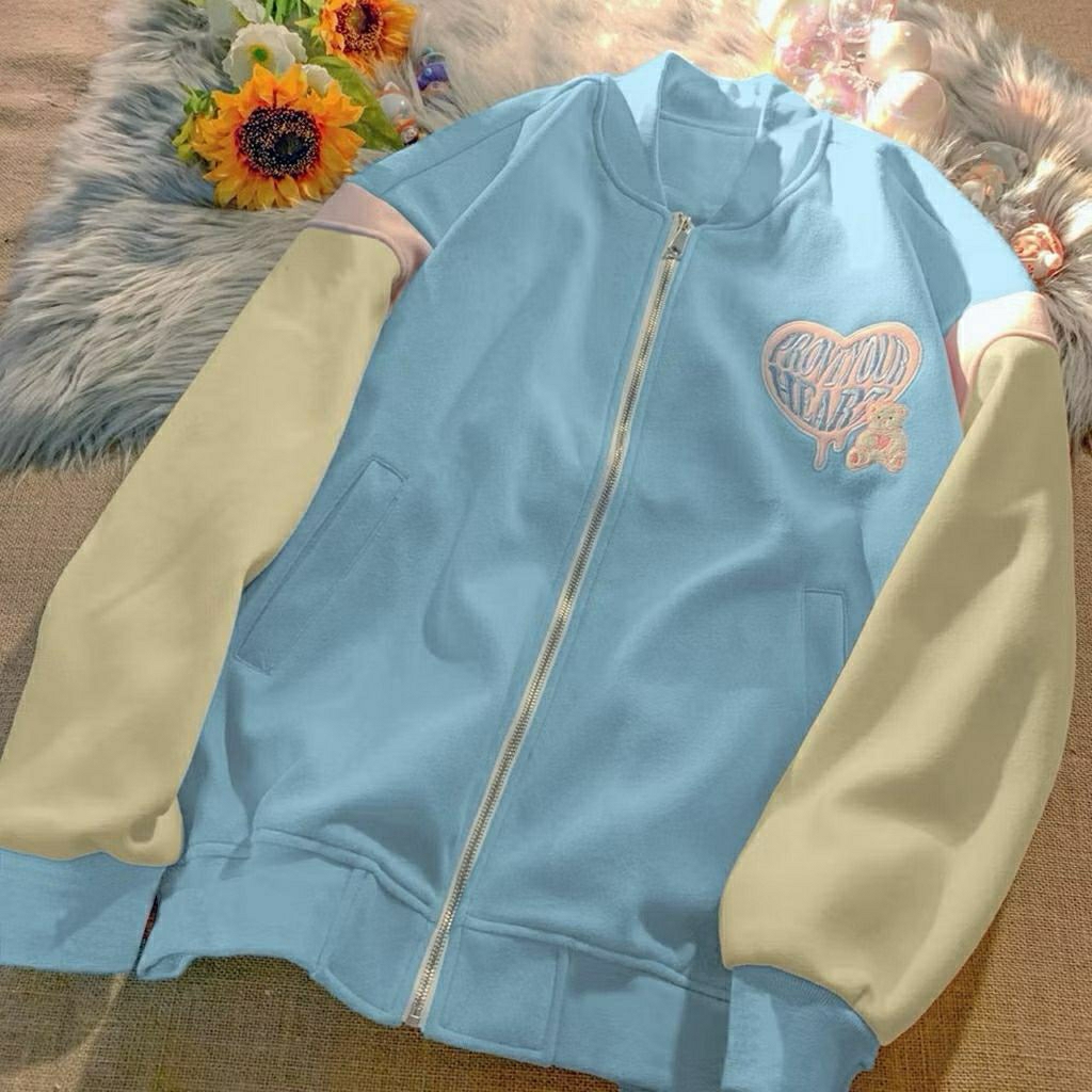 JAKET BASEBALL VARSITY LOVE YOUR HEART | JAKET LOVE WANITA
