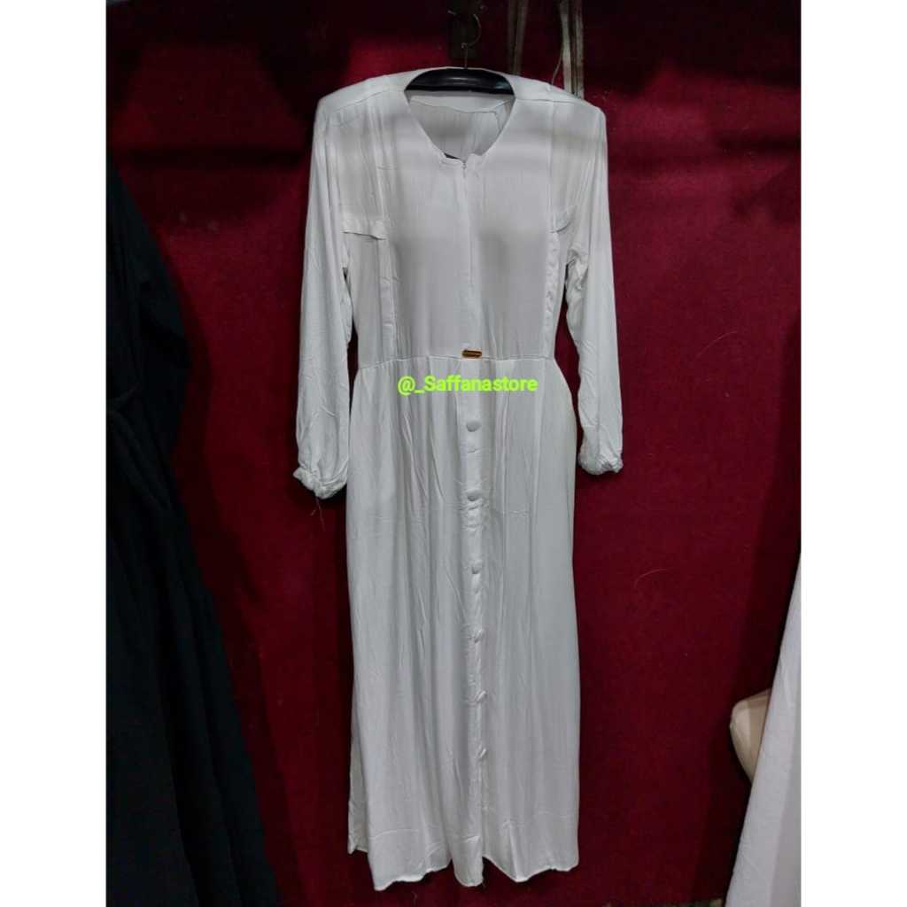Gamis Putih Polos / Gamis Putih Katun Murah / Gamis Busui / Gamis Murah / Gamis Resleting Depan