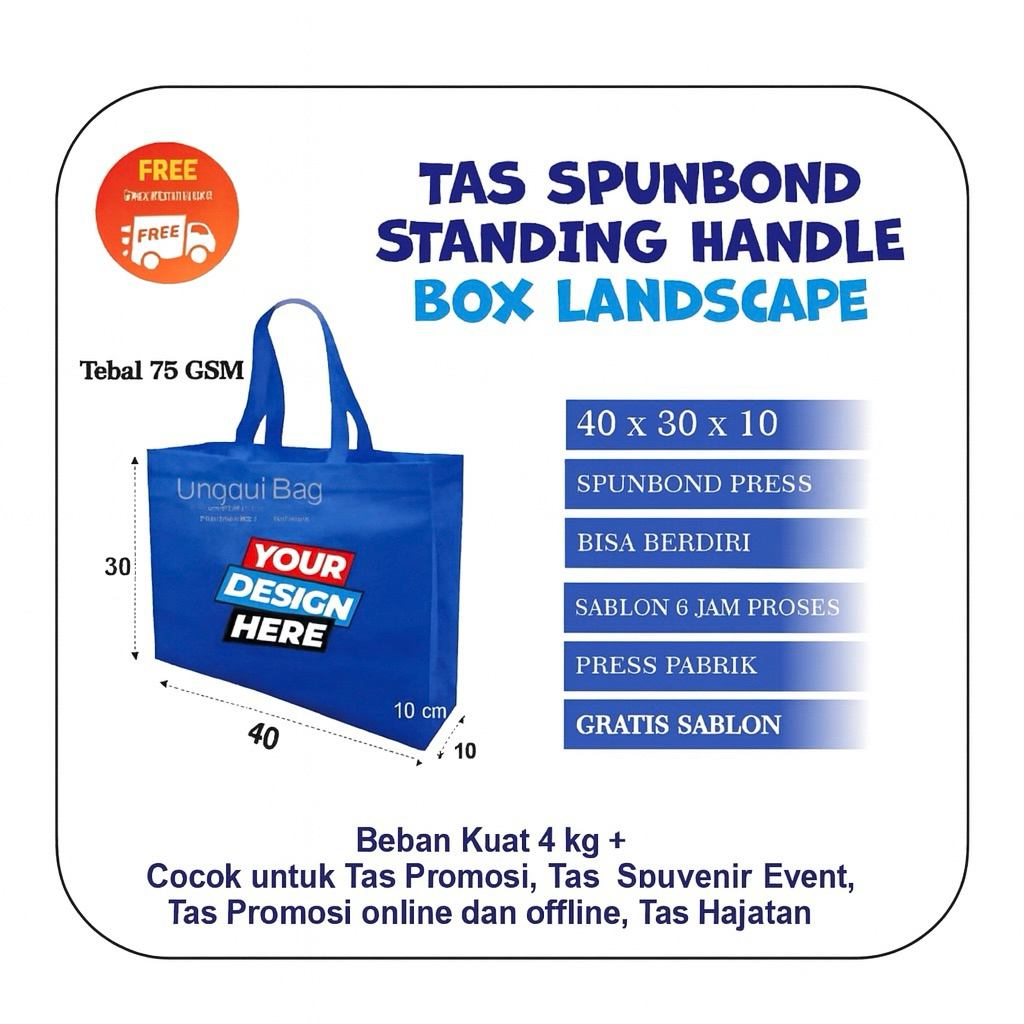 TAS SERBAGUNA SPUNBOND SABLON CUSTOM 40x30x10