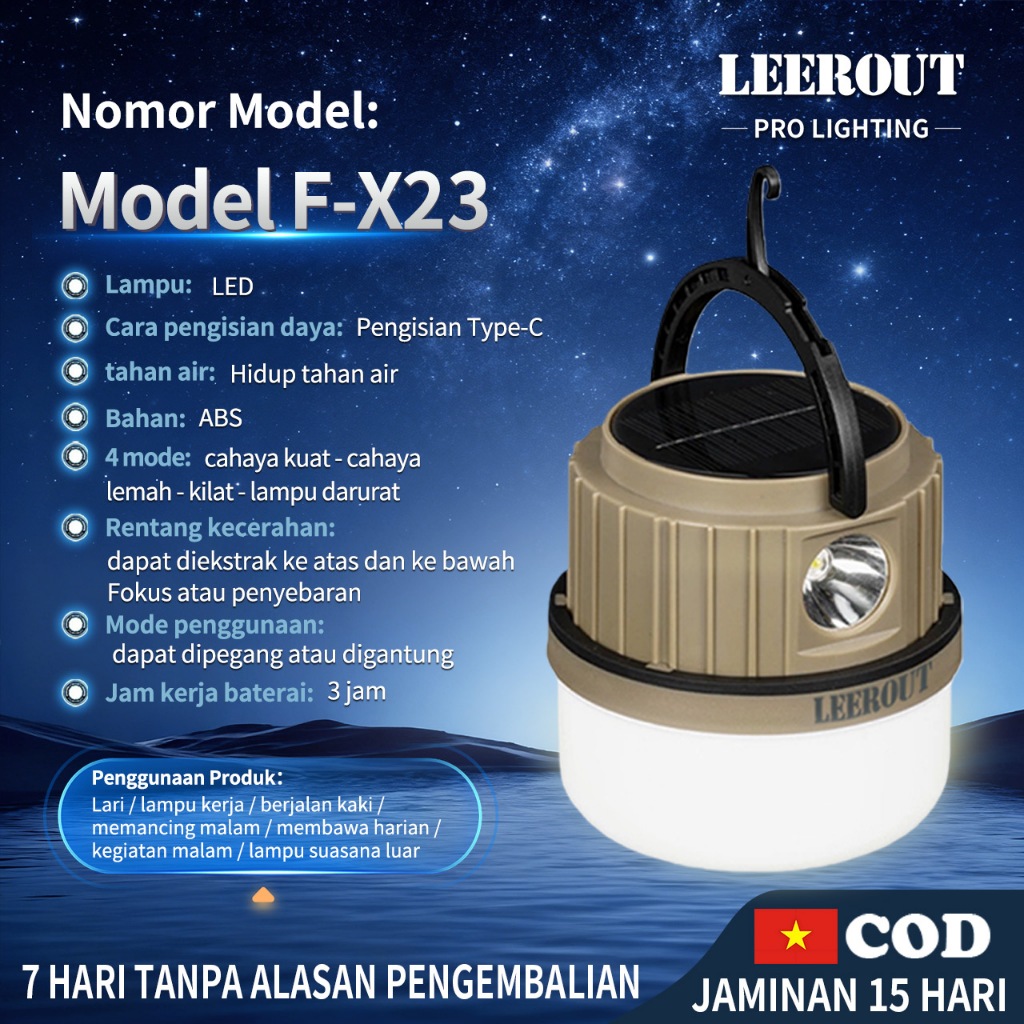 Lampu Emergency Solar Tahan Lama LED Gantung Portable Tenaga Surya Bohlam Cas USB Baterai Lithium Ny