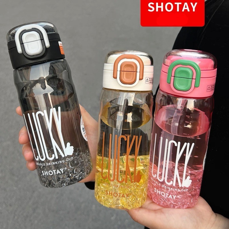 Botol Minum SHOTAY LUCKY Anti Bocor Sedotan Flip Lock 700ml BPA Free