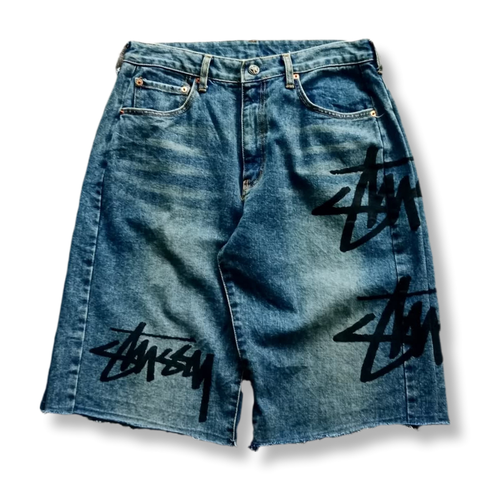 STUSSY CUSTOM JEANS JORTS SHORT PANTS | CELANA PENDEK | CLWM
