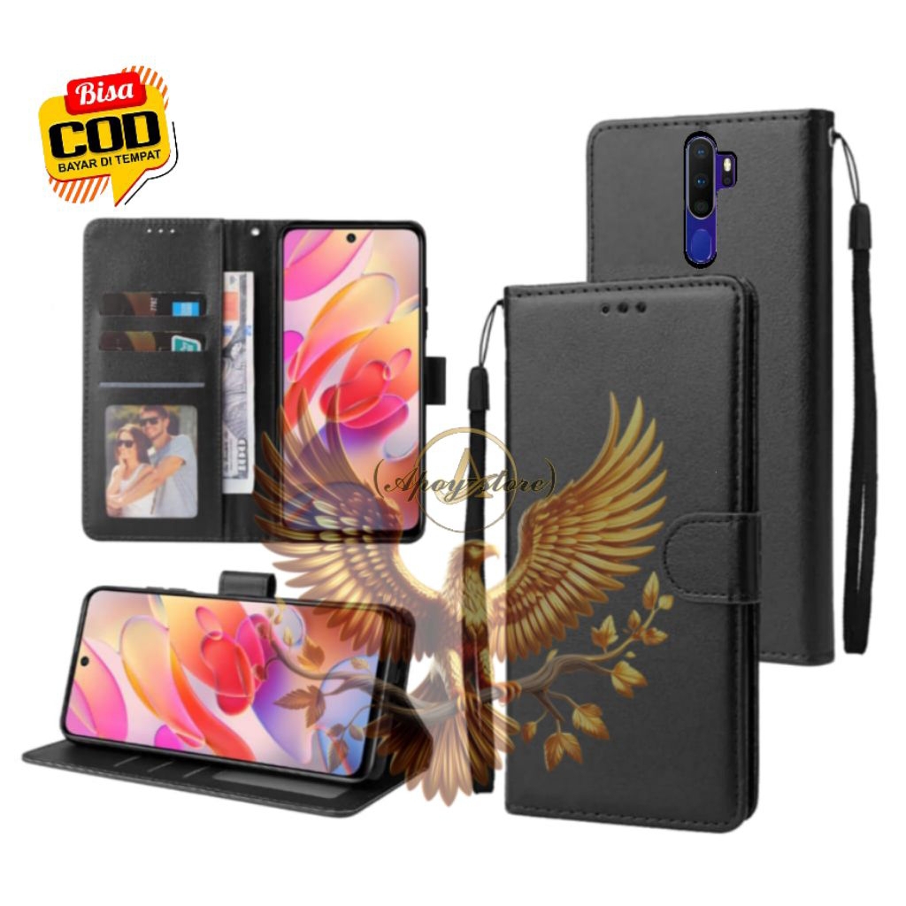 CASE HP OPPO A5 2020/A9 2020 - CASING DOMPET-FLIP LEATHER-SARUNG HP