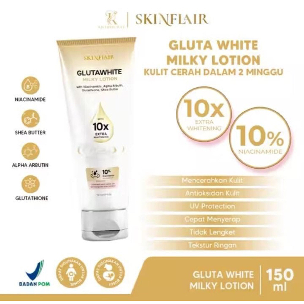 SKINFLAIR New Lotion Extra Whitening 10% Niacinamide Alpha Arbutin Glutathione