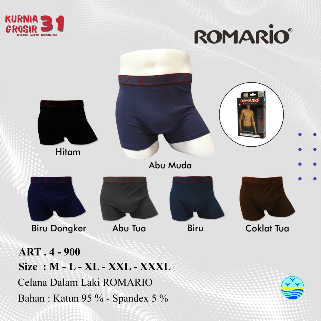 [ISI 2] CD Pria ROMARIO 4900 Model Boxer Bahan Katun / Celana Dalam Pria Boxer Katun Halus- ROMARIO 