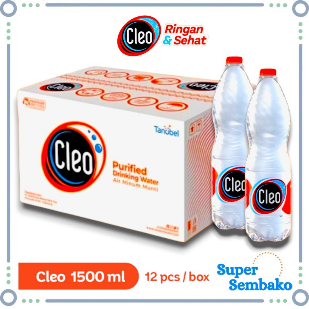 AIR MINERAL CLEO AIR MURNI BOTOL BESAR 1500ml PER DUS ISI 12 BOTOL MURAH INSTANT MAKASSAR