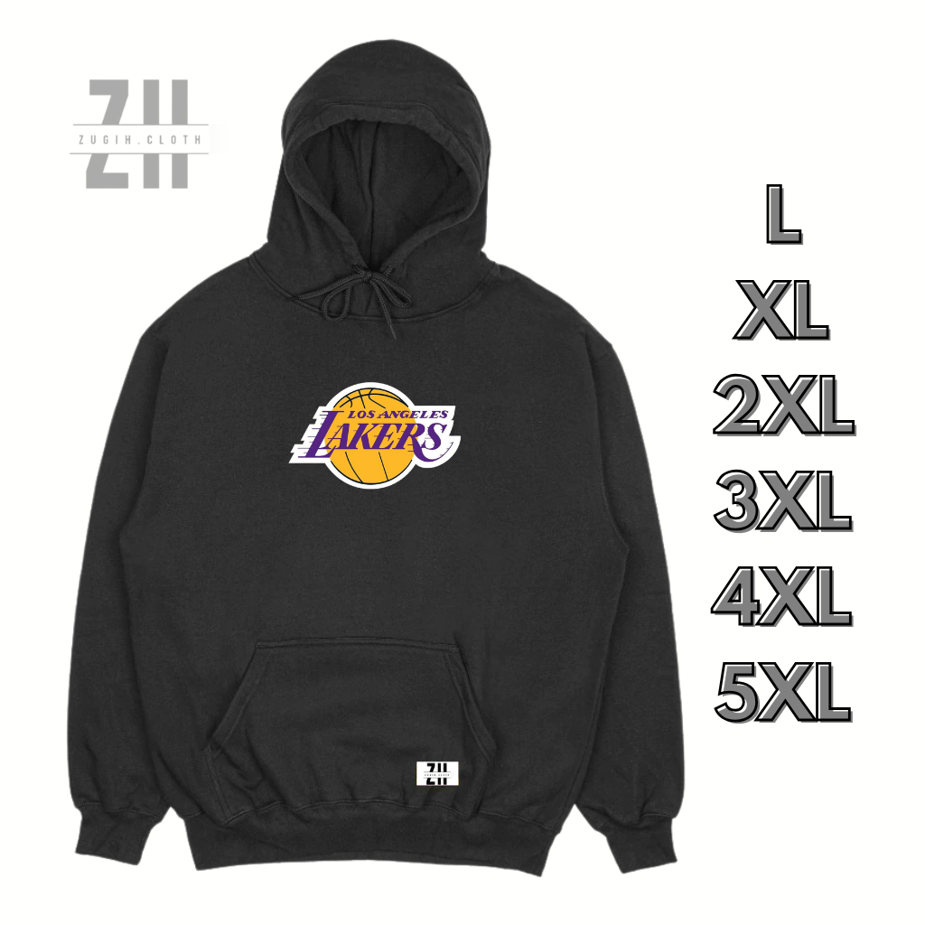 ZUGIH Hoodie Jumper LAKERS Oversize Jumbo L XL XXL XXXL XXXXL XXXXXL Pria Wanita Hitam