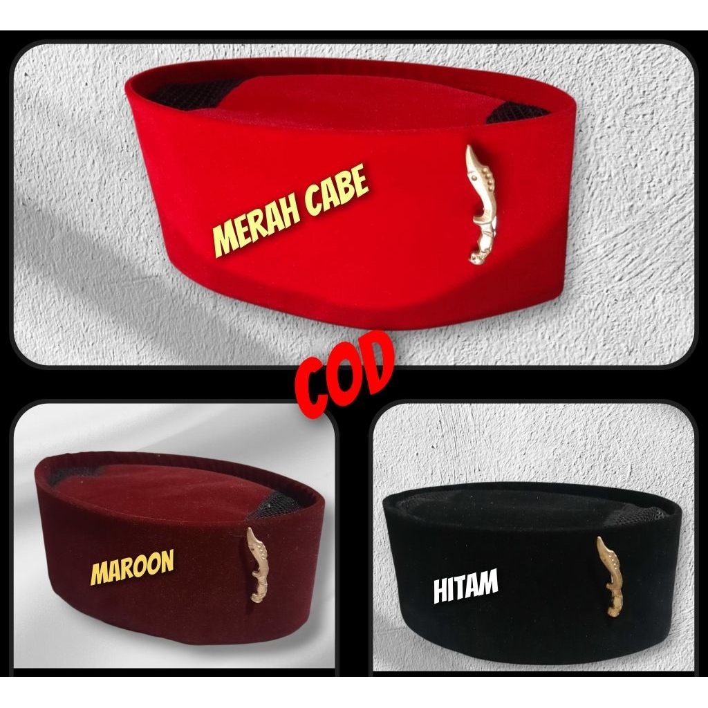 peci merah cabe  & maroon +pin kujang