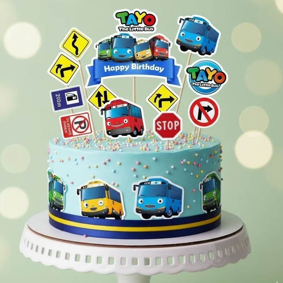 TAYO/ Topper Birthday TAYO/Hiasan Kue ULTAH TAYO Custom Nama