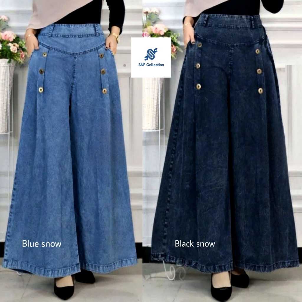 Celana Kulot Paula Jumbo Snow Palazzo / Kulot Payung Jeans / Celana Kulot Paula Jumbo Snow Jeans Wan
