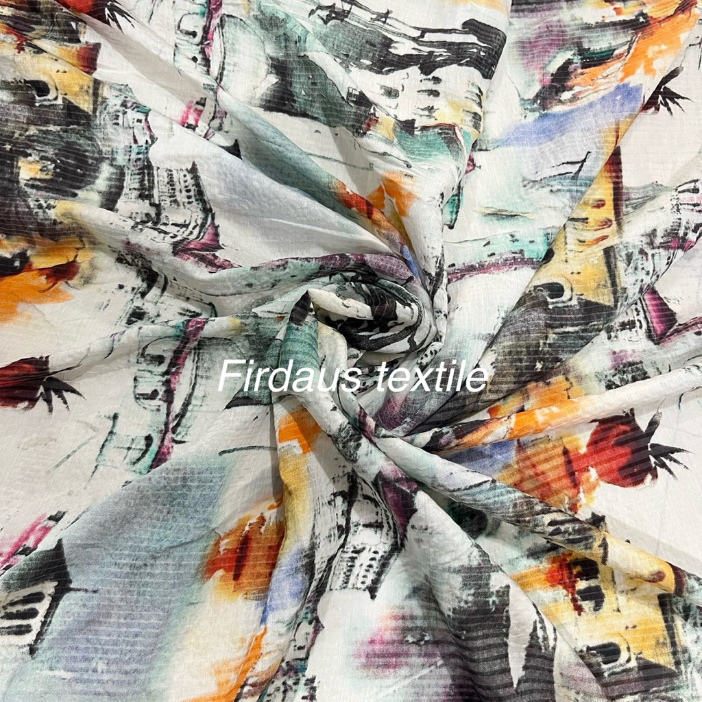 Kain katun Silky motif abstrak-gamis- tunik - mukenah