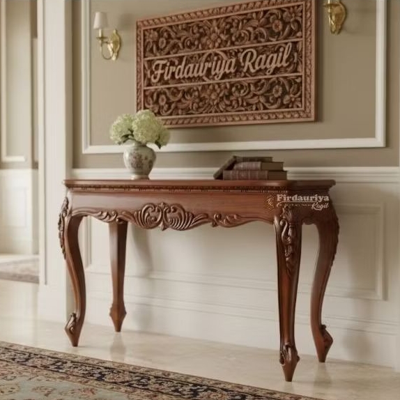 Meja konsul ukir kayu jati Jepara TPK solid original pahat terbaru mewah antik estetik aesthetic kek