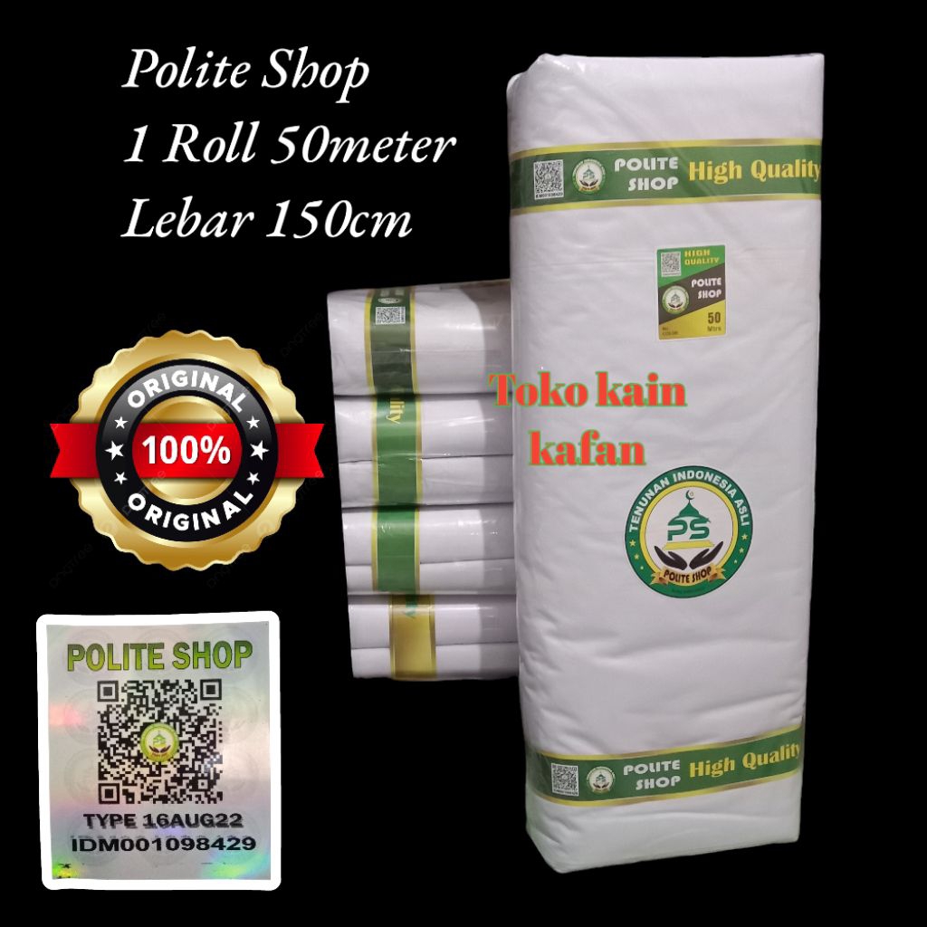 Kain kafan 1 roll 150 x 50meter - kain kafan polite shop
