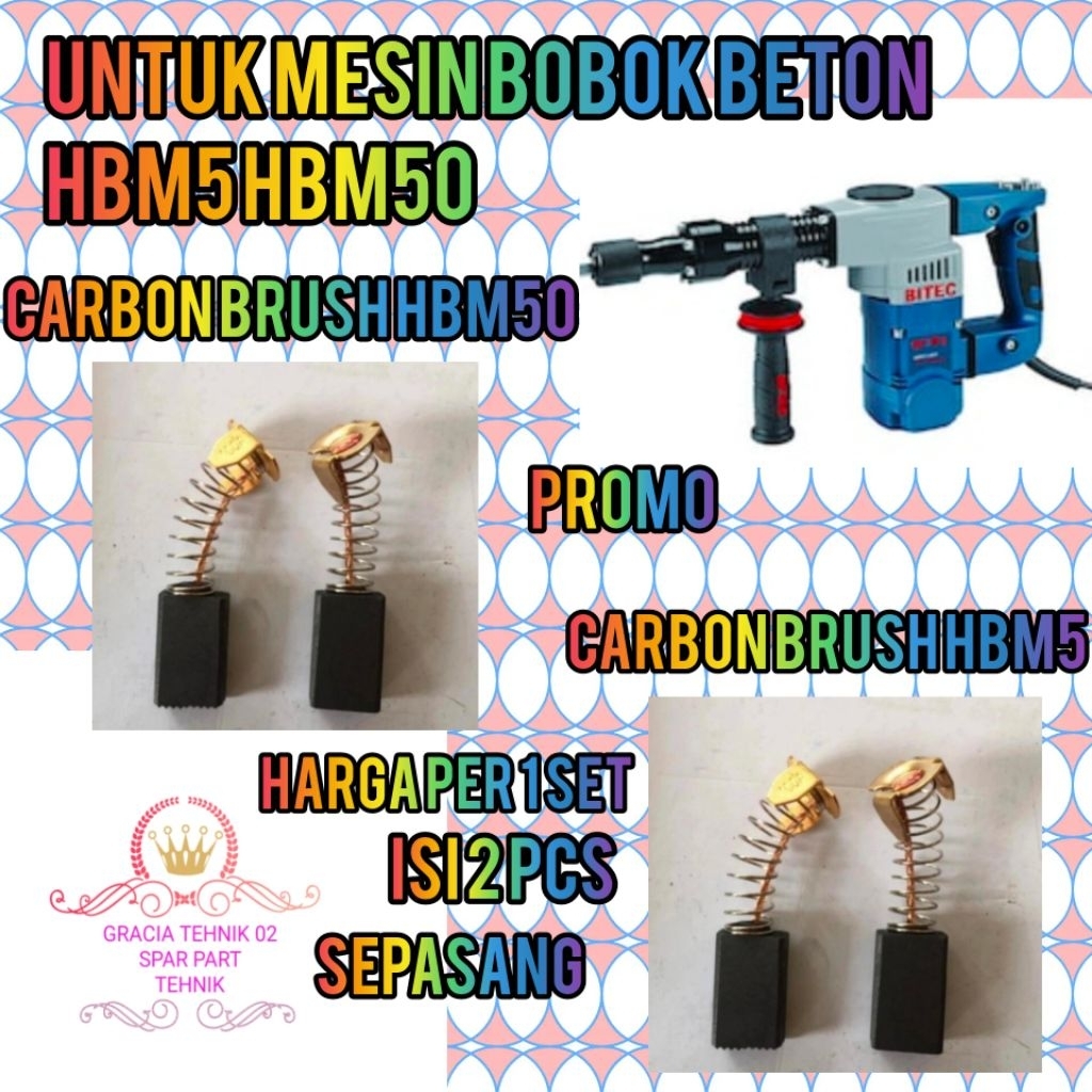 CARBON BRUSH ARENG SPULL BITEC HBM5 HBM50 UNTUK MESIN BOBOK BITEC HBM50 HBM5 SPULL HBM50 HBM5
