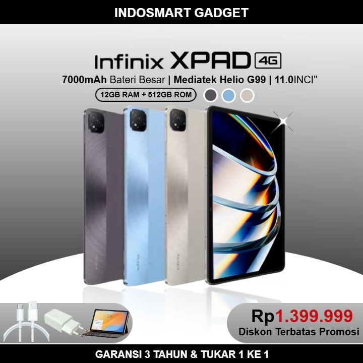 INFINIX XPAD | IPS 11 inci 90Hz | Helio G88 | 12GB+512GB | Baterai 7000mAh | Pengisian Cepat 18W | 4