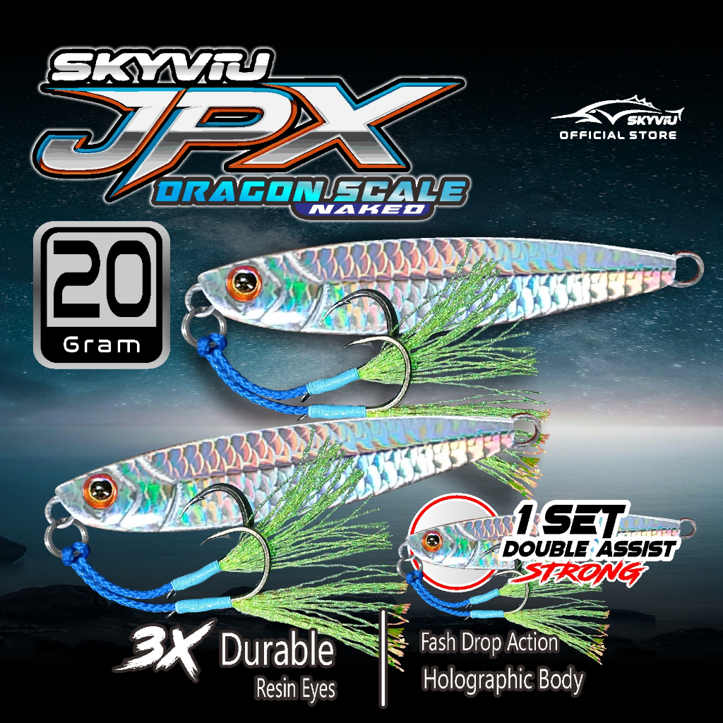 Micro Jig SKYVIU JPX NAKED Set Doubel Asist Ukuran 20 Gram - Umpan Casting Pancing Laut Jig Jigging 