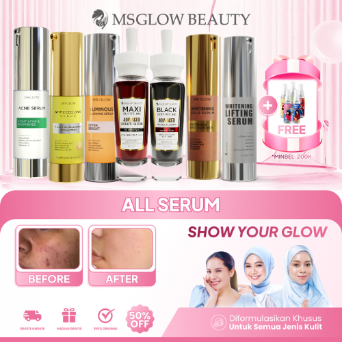 MS GLOW BEAUTY ALL SERUM ACNE WCD DNA LUMINOUS WHITENING GOLD MELEMBABKAN KULIT PENUAAN DINI DISKON