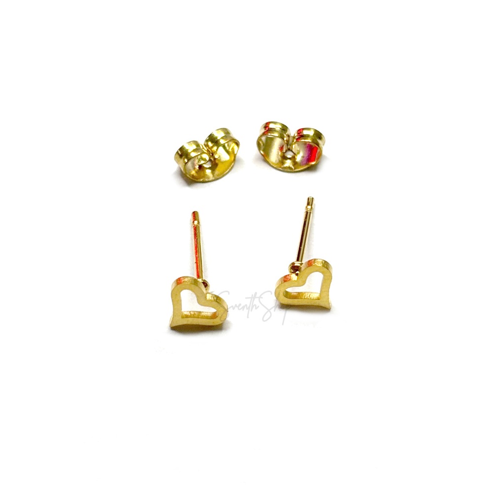 Anting Titanium Mini Love Hollow Gold Plated Stainless Steel