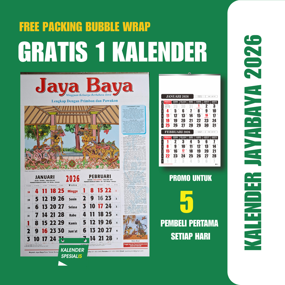 KALENDER JAYA BAYA - KALENDER JAYABAYA 2026 - KALENDER JOYOBOYO ORIGINAL