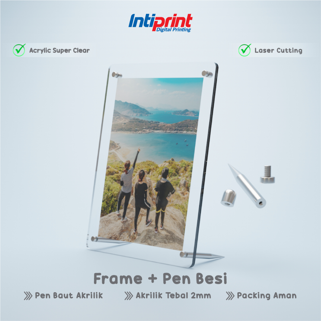 Frame Akrilik + Pen Besi / Bingkai Full Acrylic / Frame Akrilik 3R 4R 5R 6R 8R