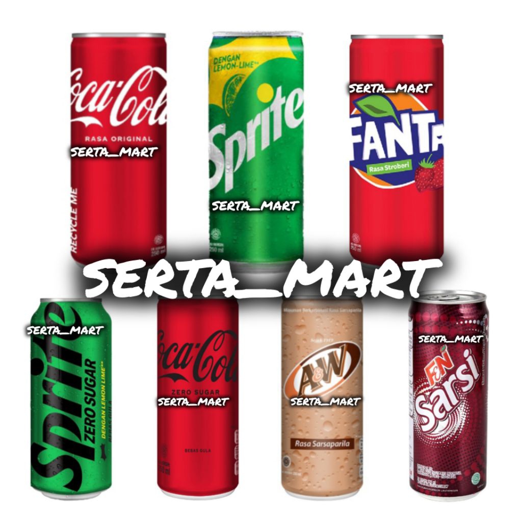 Coca Cola / Sprite / Fanta - Minuman Soda Kaleng 250ml - F&N Sarsi / A&W Minuman Sarsaparilla